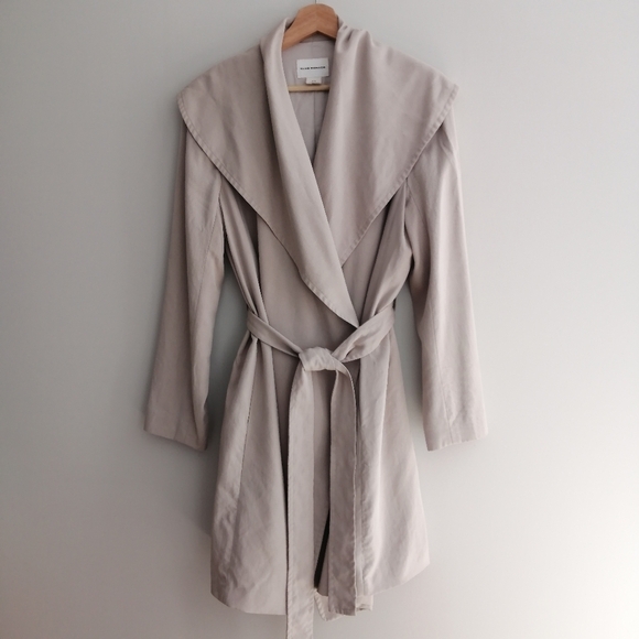Club Monaco Hanne Wrap Trench Coat 100% Lyocell Lightweight Self Tie Large - Picture 3 of 17